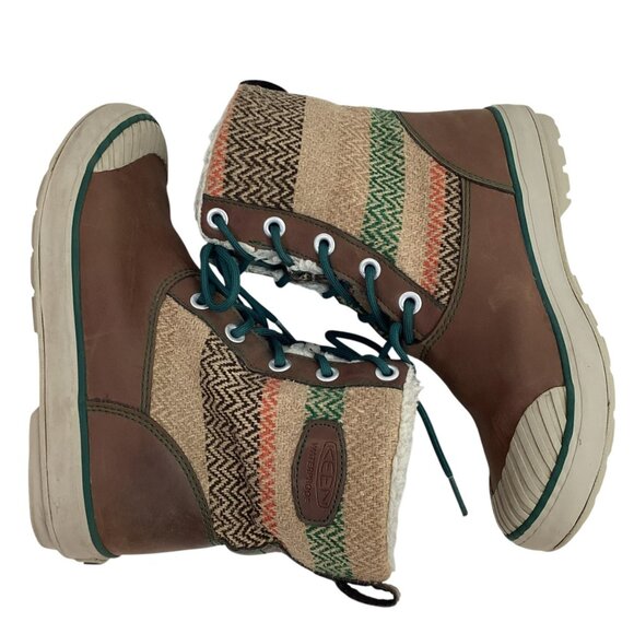 Keen Elsa Sherpa Lined Womens 6.5” Waterproof Winter Boots Wool Patterned Design - Picture 5 of 13